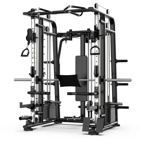 Multi-functional Smith Machine + Cable Crossover + Leg Press with Weight Stack (Squat Rack)