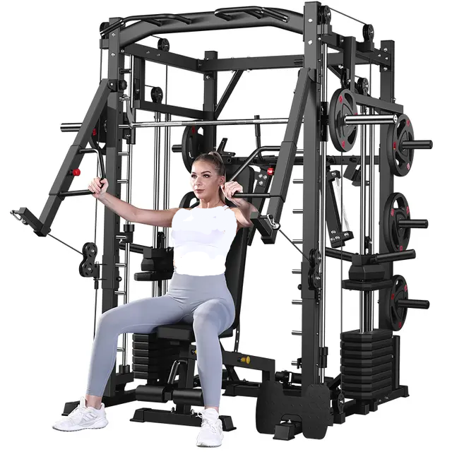 Multi-functional Smith Machine + Cable Crossover + Chest Press + Leg P ...