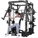 Multi-functional Smith Machine + Cable Crossover + Chest Press + Leg Press with Weight Stack (Squat Rack)