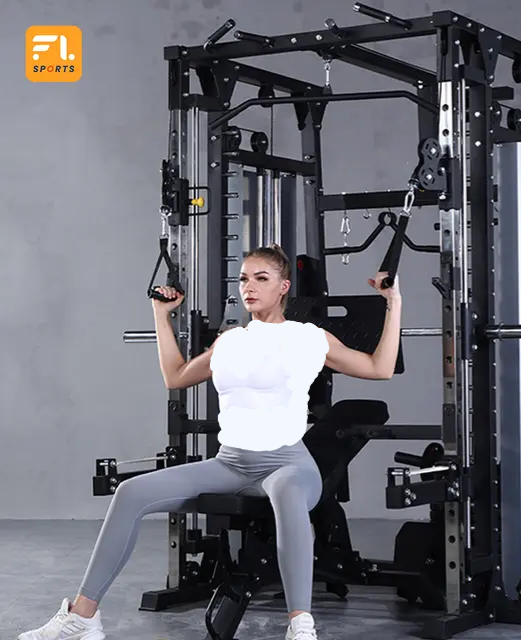 Multi-functional Smith Machine + Cable Crossover + Chest Press + Leg P ...