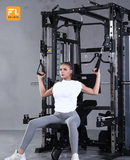 Multi-functional Smith Machine + Cable Crossover + Chest Press + Leg Press with Weight Stack (Squat Rack)