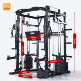 Multi-functional Smith Machine + Cable Crossover + Chest Press + Leg Press with Weight Stack (Squat Rack)