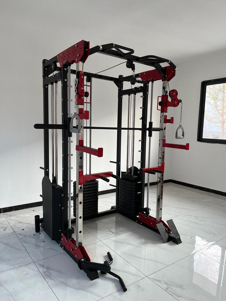 Multi-functional Smith Machine + Cable Crossover with 210kg Weight Sta ...
