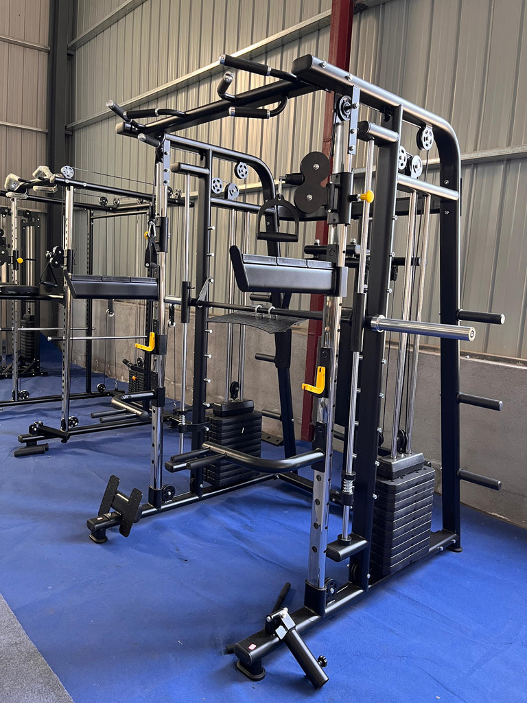 Multi-functional Smith Machine + Cable Crossover + Leg Press with Weig ...