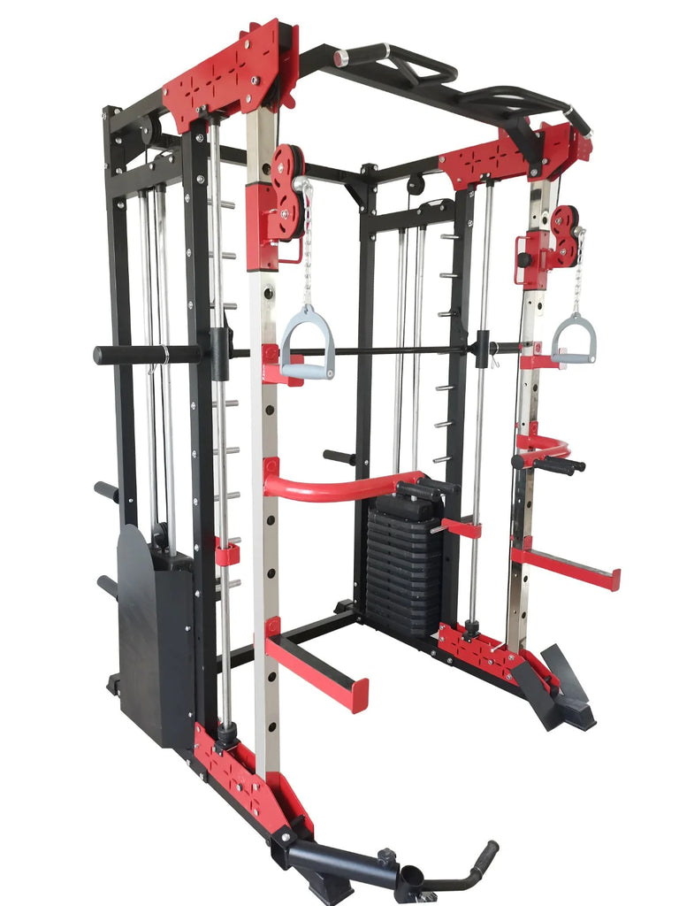 Multi-functional Smith Machine + Cable Crossover with 210kg Weight Sta ...