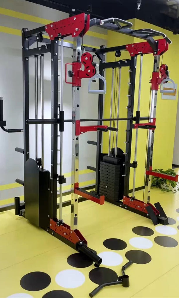 Multi-functional Smith Machine + Cable Crossover with 210kg Weight Sta ...