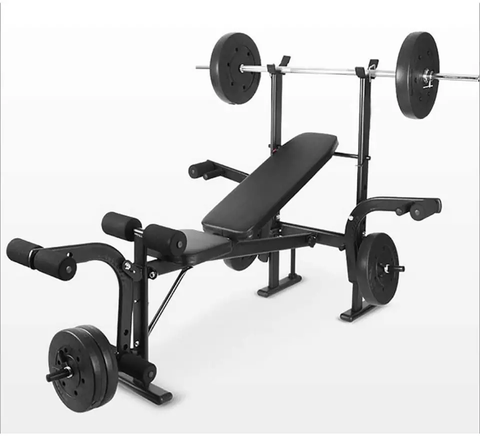 Foldable Bench Press with 50kg Barbell